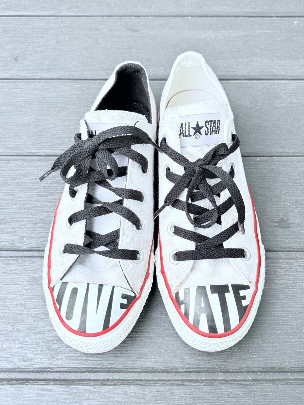 Converse “Love & Hate” Chuck Taylor Low Top in White and Black